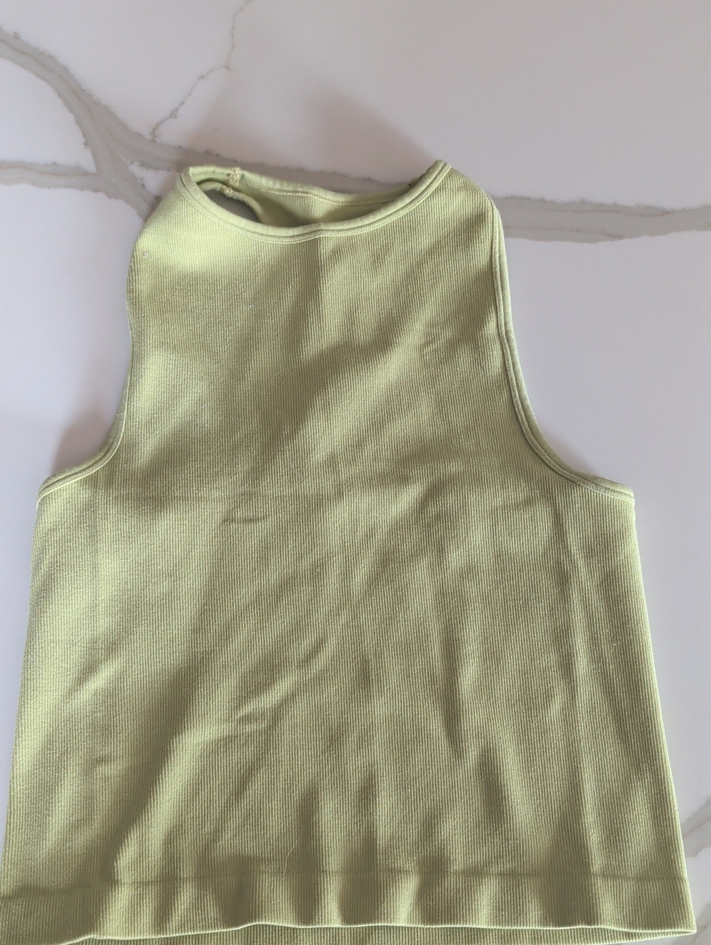 High-Neck Ribbed Tank Top - Light Green